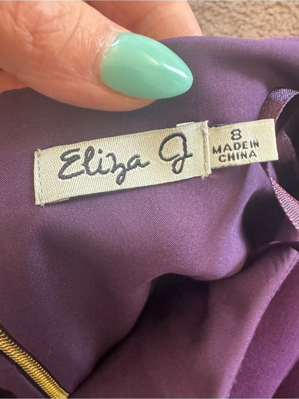 Eliza J Purple Eggplant Plum Shirttail Hem Sheath Dress 3/4 Sleeve 8 - Picture 6 of 10